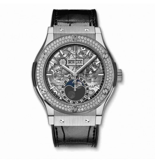 Replica Hublot Classic Fusion Aerofusion Moonphase Titanium Diamonds 45mm 517.NX.0170.LR.1104