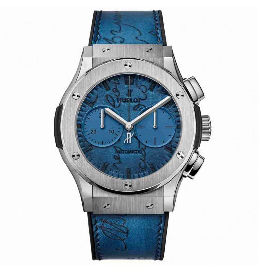 Replica Hublot Classic Fusion Chronograph Berluti Scritto Ocean Blue 45mm 521.NX.050B.VR.BER18