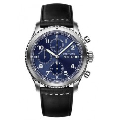 Replica Breitling Navitimer 8 Chronograph Blue Dial Leather Strap A13314101C1X1