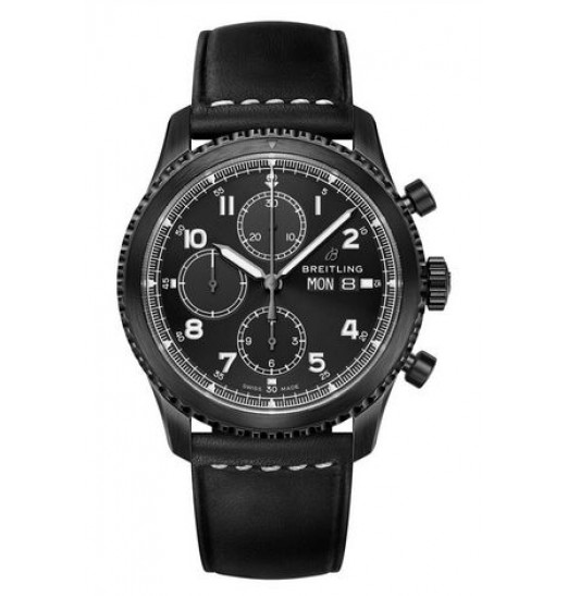 Breitling Navitimer 8 Chronograph Blacksteel Black Dial Leather Strap M13314101B1X1 Replica