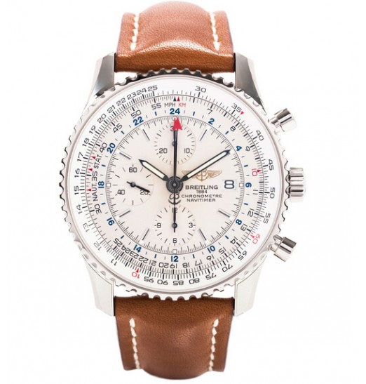 Breitling Navitimer World Silver Dial Mens A2432212/G571/439X fake watch