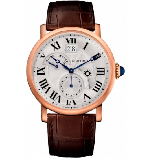 Replica Cartier Rotonde de Cartier Silver Dial GMT 18kt Pink Gold Mens Watch W1556240