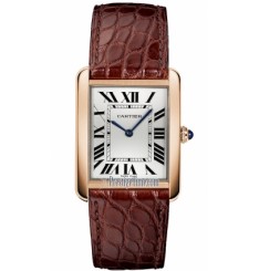 Replica Cartier Tank Solo Silver Dial Brown Leather Strap Ladies Watch W5200025