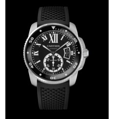 Replica Cartier Calibre De Cartier Diver Black Dial Rubber Mens Watch W7100056