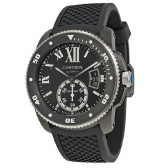 Replica Cartier Calibre De Cartier Diver Automatic Black Dial Black Rubber Divers Mens Watch wsa0006